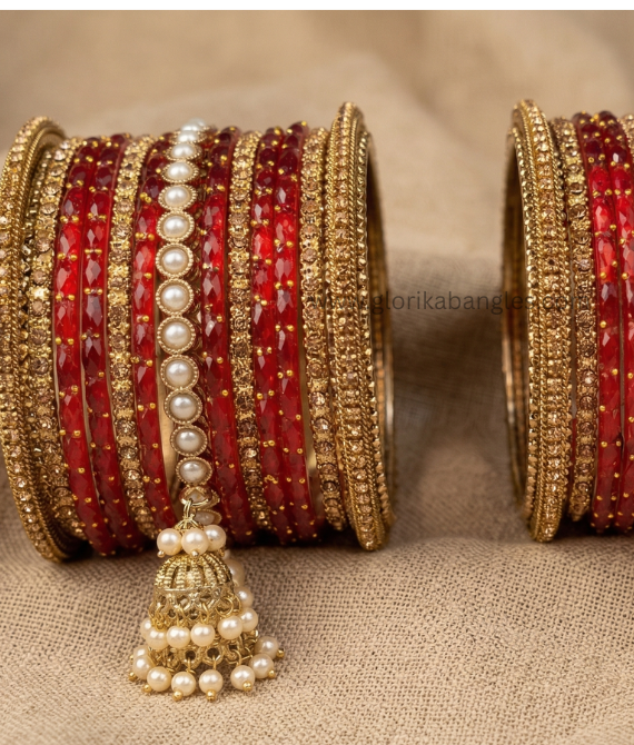 The "Ruby Royale" Bridal Chura Set 